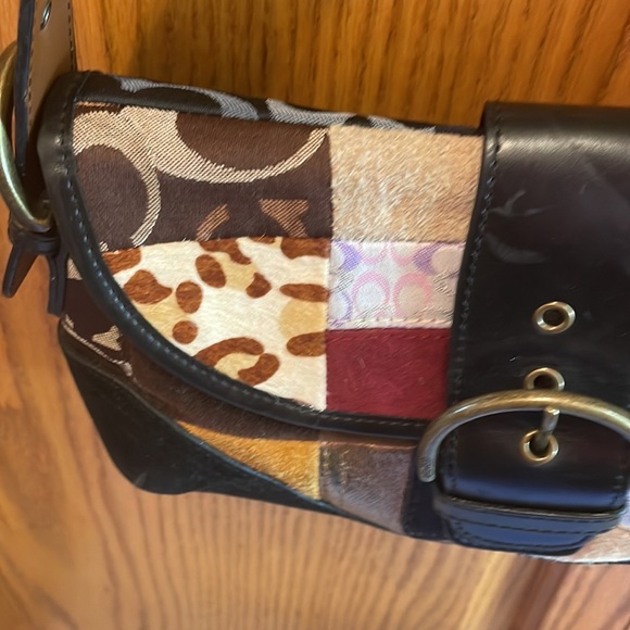 Coach authentic leather, suede and canvas bag length 12 x 2 x 6 handle leather - Picture 3 of 16